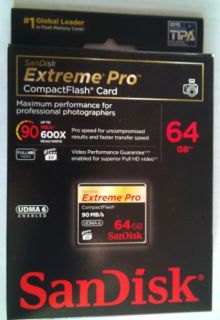   NEW, GENUINE SanDisk Extreme Pro 64GB CompactFlash Card UDMA 6 90MB/s