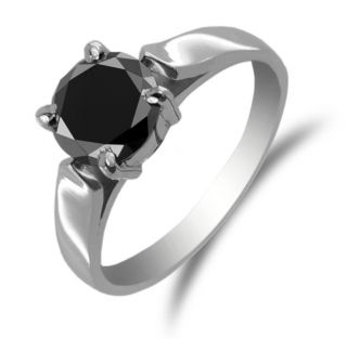04 Ct Certified Black Diamond Solitaire Engagement Ring