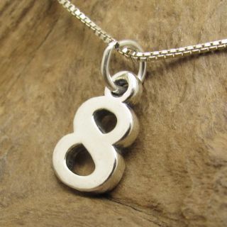 number 8 eight 925 silver pendant charm pendants plain lucky number 8 