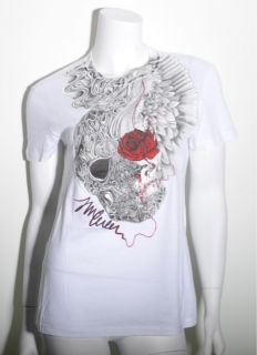 Alexander McQueen Ruffle Skull T Shirt UK 10 US 8 IT42 