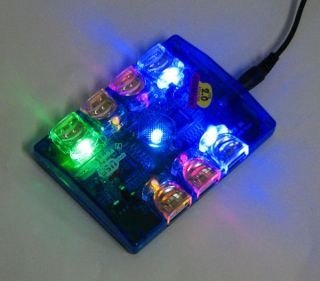 Colorful LED USB 2 0 7 Port Hub Powered AC Adapter New