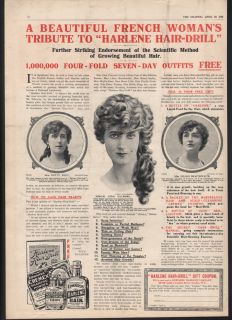 1916 EDWARD HARLENE HAIR BEAUTY FASHION FRENCH MODEL SCALP TONIC 