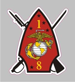 MA 3012 1st Battalion 8th Marine Corp USMC Semper Fi Bumper Sticker 