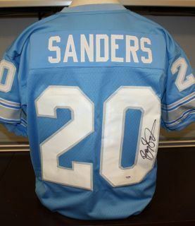 BARRY SANDERS Autographed Detroit Lions Light Blue Jersey 