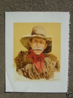 LISTED JOHN BRUCE b1931 WESTERN COWBOY SIGNED LITHOGRAPH  