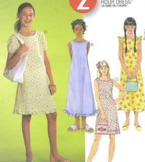 Girls A Line Dress Sewing Pattern Flounce Puff Sleeve Hem Ruffle 2 