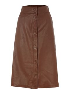Pied A Terre Leather A Line Skirt in Tan from 