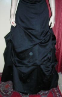 Davids Bridal Black Satin Ruched Swag Gown Dress Sz 10