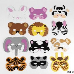 12 Assorted Foam Animal Masks Child Size Party Favors Zebra Pig Cow 