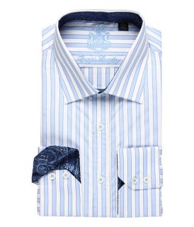 English Laundry Blue Stripe Dress Shirt w/ Paisley Trim    