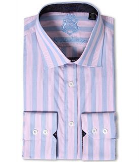 English Laundry Blue and Pink Stripe Dress Shirt w/ Paisley Jacquard 