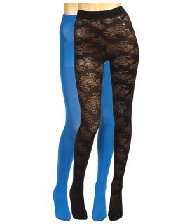 Anna Sui   Swirl Floral Tight/Solid Microfiber Tight (2 Pack)