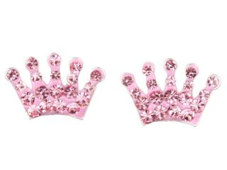 betsey johnson pave pink crown stud earrings $ 26 00