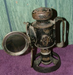 Old Antique Buggy Carriage Vehicle Candle Lantern or Lamp w Lens Slit 