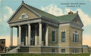 Aberdeen South Dakota Alexander Mitchell Library Curt Teich Postcard 