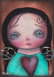 New original Aceo painting by Mexican Modern Artist Abril 