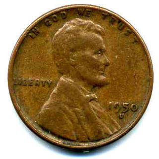 1950 D Wheat Penny ★ Abraham 95 Copper US Small 1 Cent American Nice 