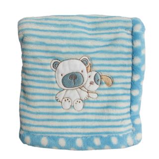 Absorba Newborn Boys Polar Fleece Blue Striped Baby Blanket