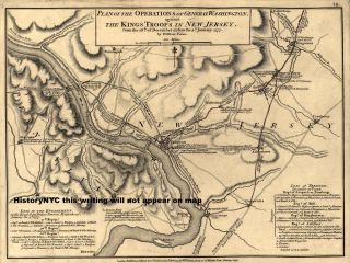 1777 George Washington Battle Trenton New Jeresey Map