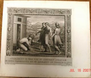 1790 Abrahams 3 Guests Italian Engrv After Raphael
