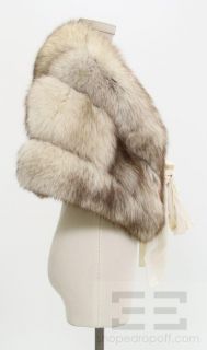 Abrahams Cream and Brown Fox Fur Tie Front Capelet
