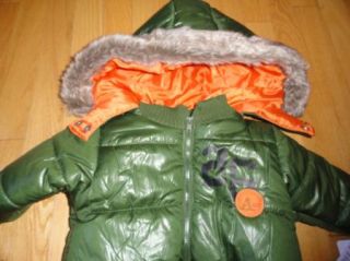 Absorba Baby Infant Boys Green Snowsuit Bunting w Mittens 6M 9M