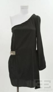 aaron ashe black silk one sleeve dress size small