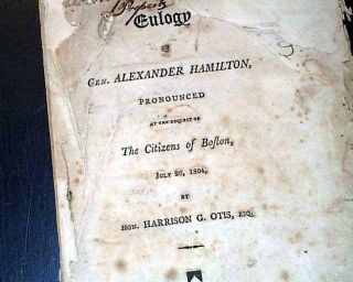   ALEXANDER HAMILTON Eulogy Boston MA Pamphlet   Aaron Burr Duel DEATH