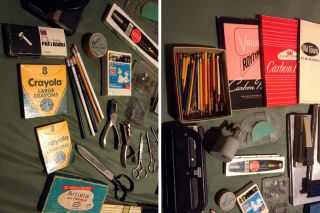 Vintage Junk Drawer Lot School and Office Supplies Pencil Sharpener 