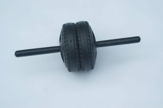 AB Wheel Roller Metal Handle Rubber Hand Grips Plastic Wheels Black 