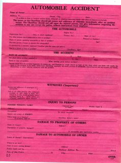   Model A Ford Town Sedan Insurance Policy Accident Report Form