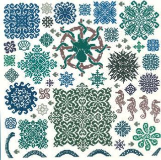 Ink Circles Cross Stitch Pattern Sea Stars Sampler Chart Leaflet 