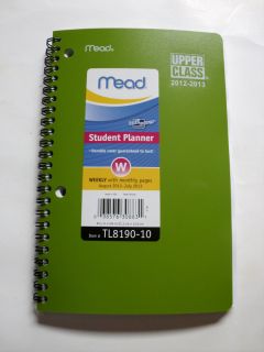 Mead Weeklystudent 2012 2013 Academic Planner Lime Green 8 5 16 x 5 1 