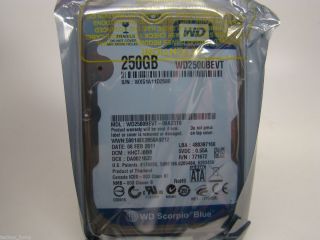 Western Digital Scorpio Blue WD2500BEVT 250GB 5400 RPM Notebook Hard 