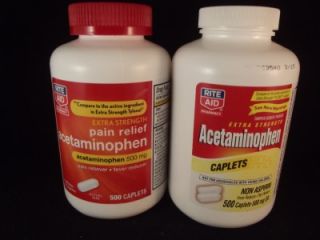 Extra Strength Acetaminophen Caplets 500mg Non Aspirin Fever Pain 