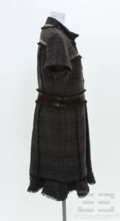   Burch Brown & Black Tweed Velvet Short Sleeve Ackley Dress Size 14 NEW