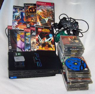 Sony PlayStation 2 Console System Huge Lot Games 3 Memory Cards PS2 