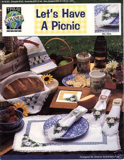 Lets Have A Picnic Cross Stitch Pattern Chart Leaflet New Flowers 