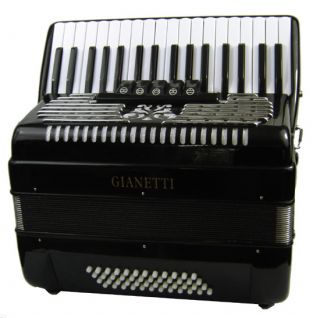 Black Piano Accordion w Case Strap 48 Bass 34 Key
