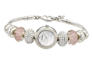 Accurist Ladies Charmed Pretty In Pink Silver Plated Bead Bracelet 