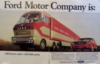1965 Ford Motor Mustang Super Hauler Horses 2 Page Ad