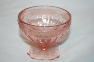 JEANNETTE GLASS CO. 1932   1934 ADAM PINK 3 FOOTED SHERBET DISH EX 