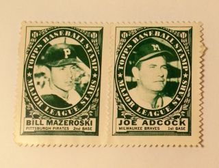 1961 Topps Trading Stamps Bill Mazeroski and Joe Adcock