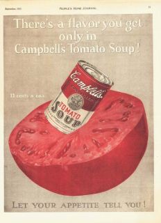 1925 Ad Campbells Tomato Soup Can and Tomato Advertising