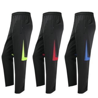Men Boy Tracksuit Trousers Jogging Pants Active Bottoms Black Zipper 