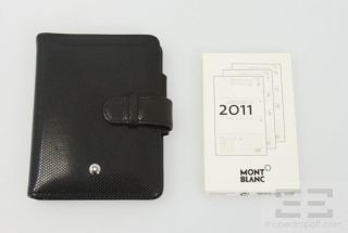 Mont Blanc Black Textured Leather Calendar & Address Book NEW