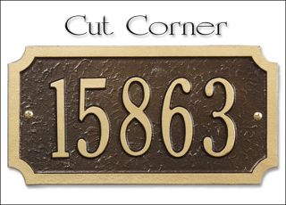 Whitehall Cut Corner Address Plaque Marker Sign New 17 Color Choices 