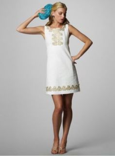 NWT Lilly Pulitzer 14 Adelson White w Gold Lace Jacquard Classic 