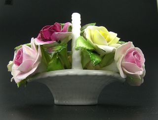 Royal Adderley Floral Bouquet Basket Roses Flower Bone China England 