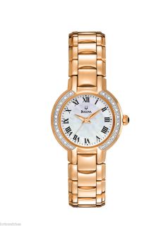 New Bulova 98R156 Womens Rose Gold Tone Case Watch with Multiple 